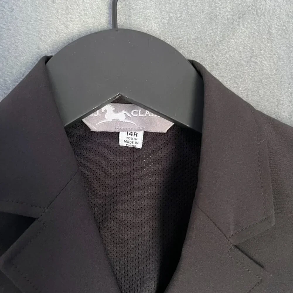 R.J. Classics Black Show Coat, Girls Size 14R grey label washable 100%